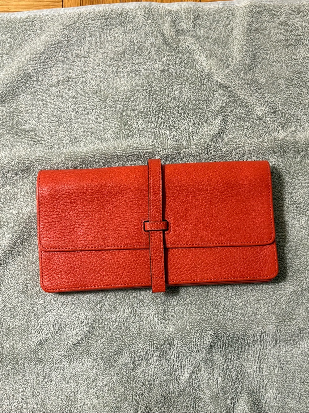 Annabel Ingoll Red/Orange Pebbled Leather Wallet and Clutch